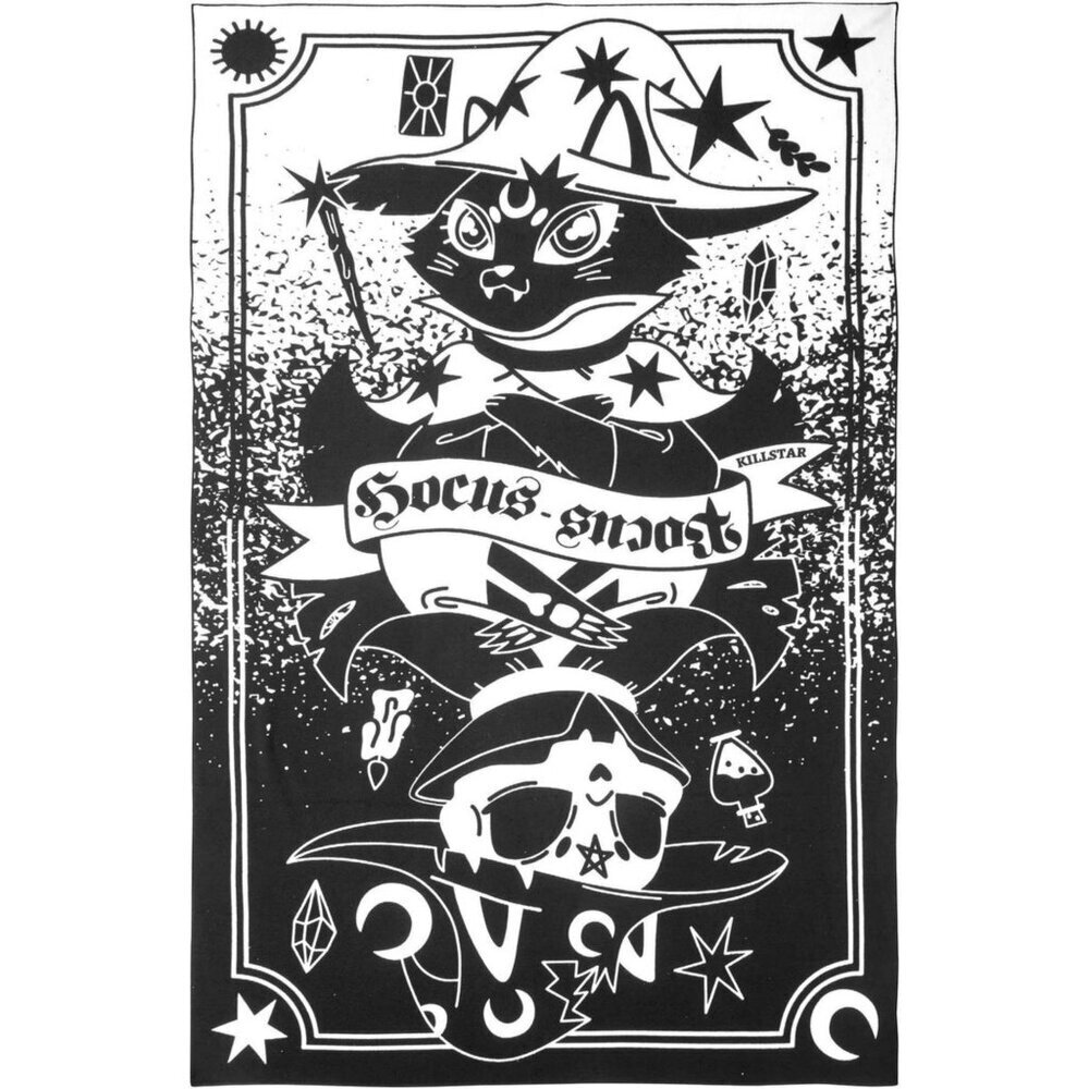 Killstar ✦ Meow-Gical XL Beach Towel ✦ Black White Microfiber Cat Moon Phases